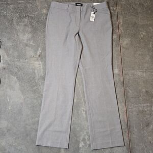 Express Women's Gray Stretch Flat Front Straight Leg Dress Pants 32" Inseam